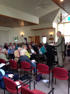 David Ranney speaking to the Unitarian Universalist Fellowship of Door County, Wisconsin on June 14, 2015.