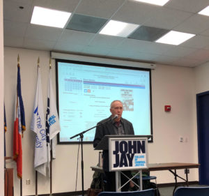Dave speaking at a book event at John Jay College of Criminal Justice in New York City